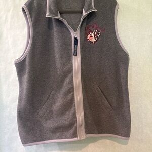 Warner Bros. Gray Fleece Vest with Embroidered Heart